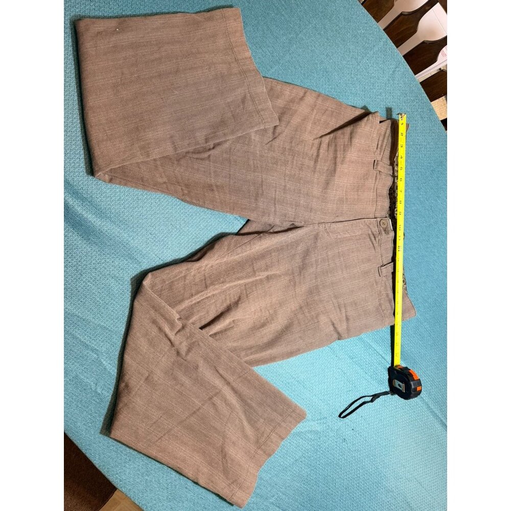 Lee Womens Comfort Waistband Brown Pants Size 16 Medium Cotton Blend Herringbone